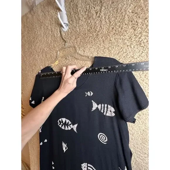 Vtg Connie Choi 90’s Tropical TieBack Maxi Dress Fish Beach Retro‎ Artsy Sz L - Picture 12 of 12